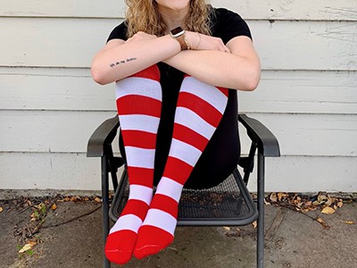 Show Your Stripes • Steph in her striped sockls